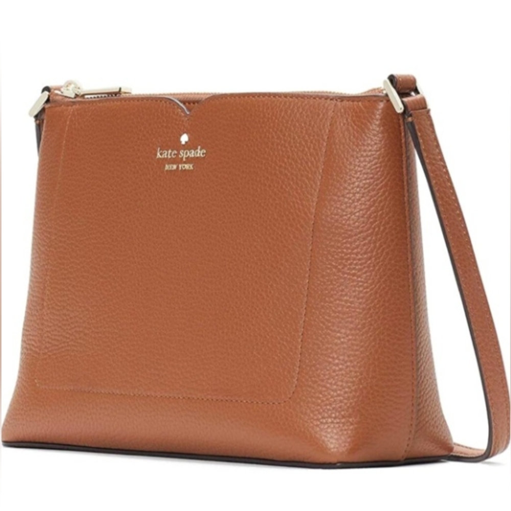 KATE SPADE Leila Crossbody Bag Leather Warm Gingerbread New With Tags